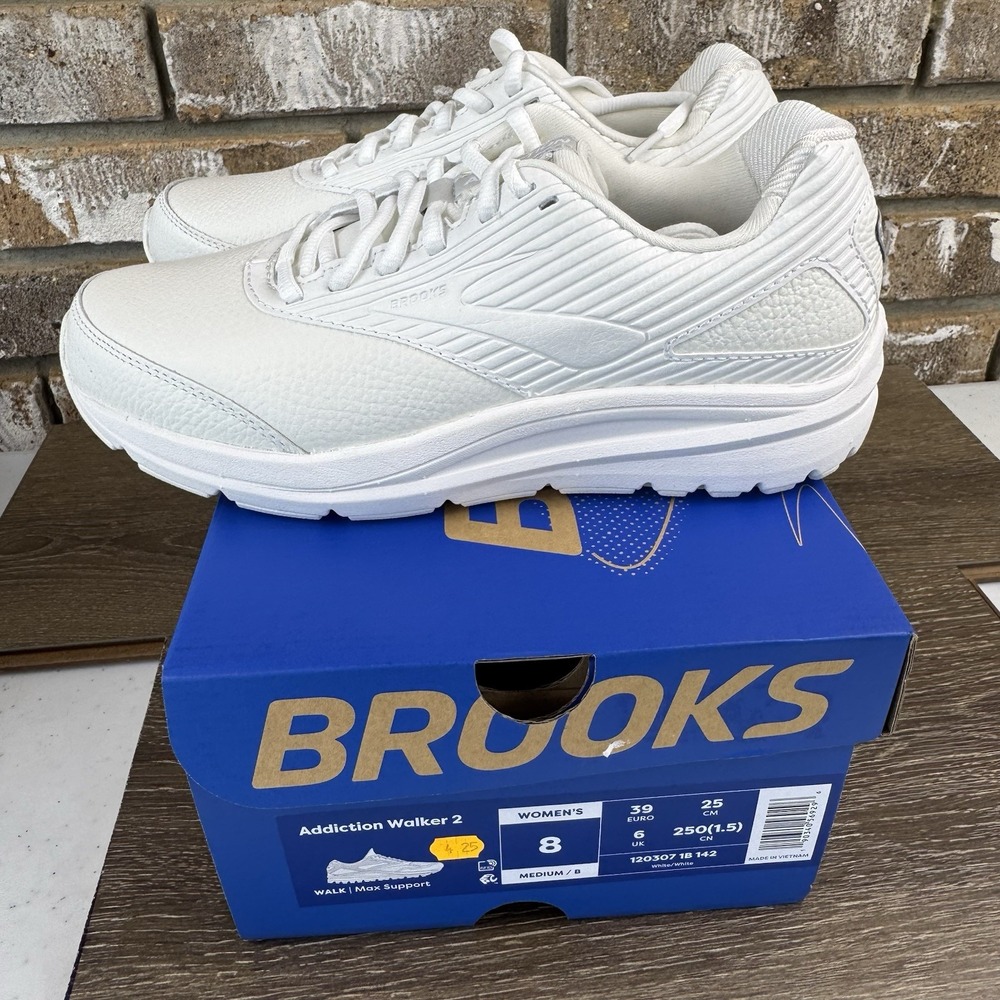 Brooks Addiction Walker 2 Shoes White Walking Sneakers Women's Sz 8B